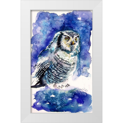 Owl in the Forest II White Modern Wood Framed Art Print by Kovacs, Anna Brigite