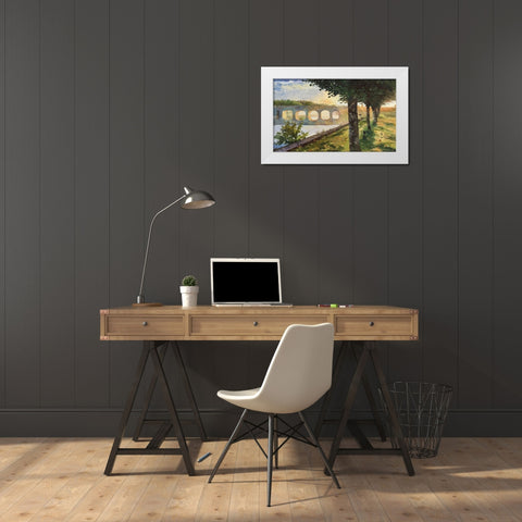 Chamford Bridge White Modern Wood Framed Art Print by Strube, Ling