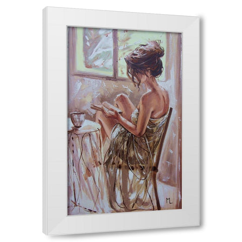 Coffee and Book White Modern Wood Framed Art Print by Luniak, Monika