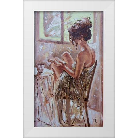 Coffee and Book White Modern Wood Framed Art Print by Luniak, Monika