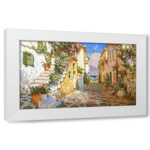 Street to thte Sea White Modern Wood Framed Art Print by Obuchovsky, Yury