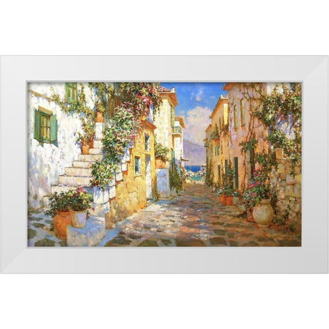 Street to thte Sea White Modern Wood Framed Art Print by Obuchovsky, Yury