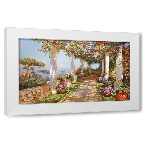Terrace on Island Capri White Modern Wood Framed Art Print by Obuchovsky, Yury