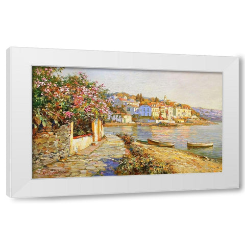 Blooming Oleander Tree on Kadakes White Modern Wood Framed Art Print by Obuchovsky, Yury