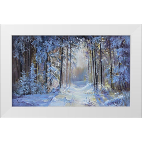 Winter Forrest White Modern Wood Framed Art Print by Rogozina, Svetlana