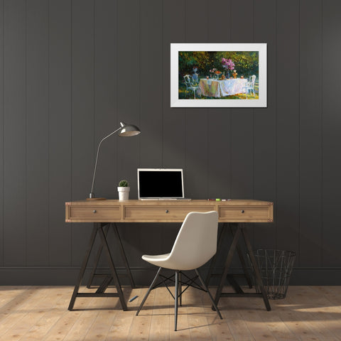 A Table in Garden IX White Modern Wood Framed Art Print by Sviridov, Sergei