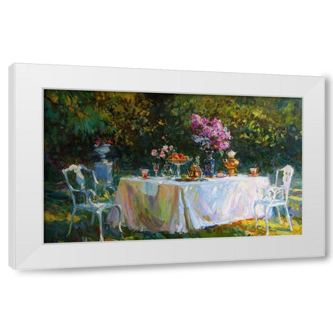 A Table in Garden IX White Modern Wood Framed Art Print by Sviridov, Sergei
