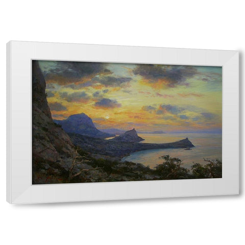 Sunset over  the Sea White Modern Wood Framed Art Print by Sviridov, Sergei