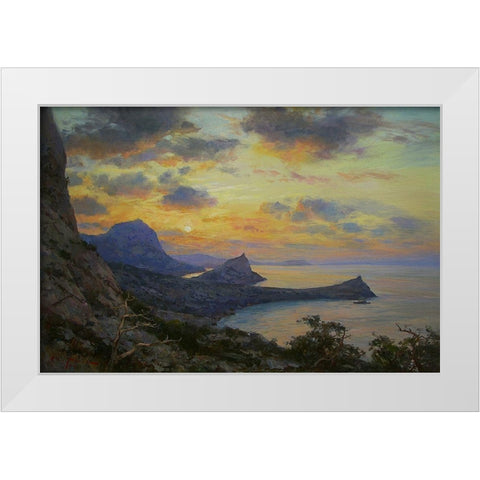 Sunset over  the Sea White Modern Wood Framed Art Print by Sviridov, Sergei