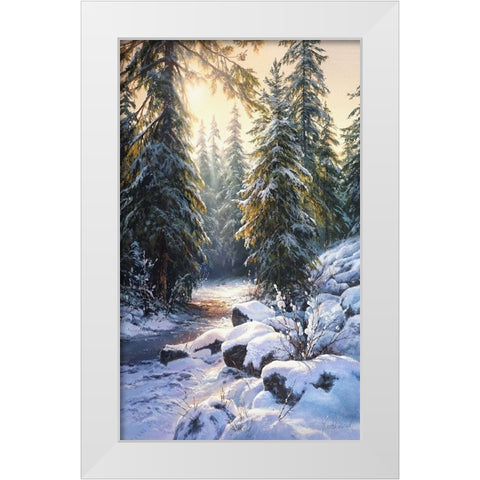 Winter Rays White Modern Wood Framed Art Print by Yushkevich, Viktor