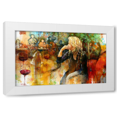 Unknown in a Tiger Scarf White Modern Wood Framed Art Print by Zakrynycny, Viktor