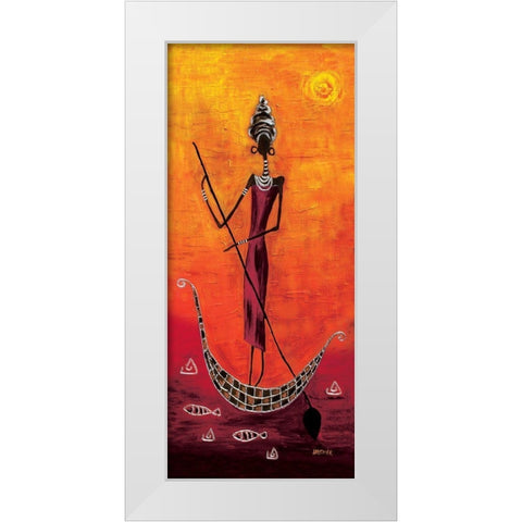 Black Girl on the Ship I White Modern Wood Framed Art Print by Wagner, Dorota