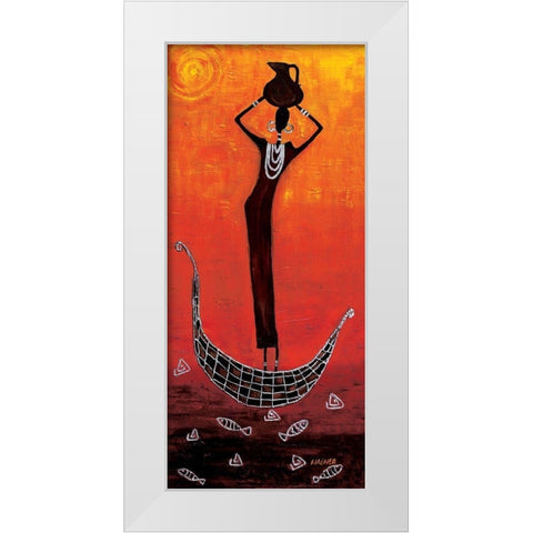Black Girl on the Ship II White Modern Wood Framed Art Print by Wagner, Dorota