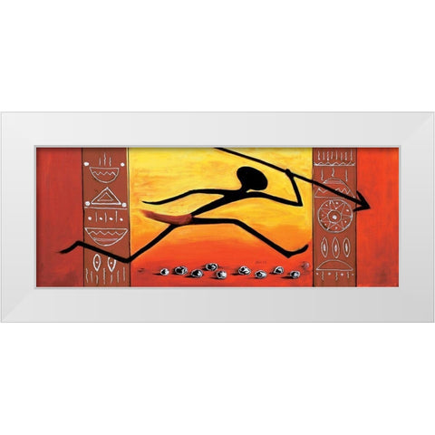 Running Huntsman White Modern Wood Framed Art Print by Dahlke, Izabella