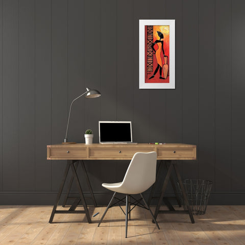Waiting Woman White Modern Wood Framed Art Print by Veda