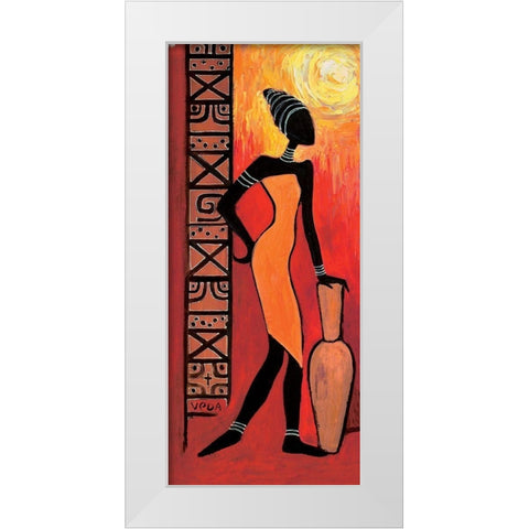 Waiting Woman White Modern Wood Framed Art Print by Veda