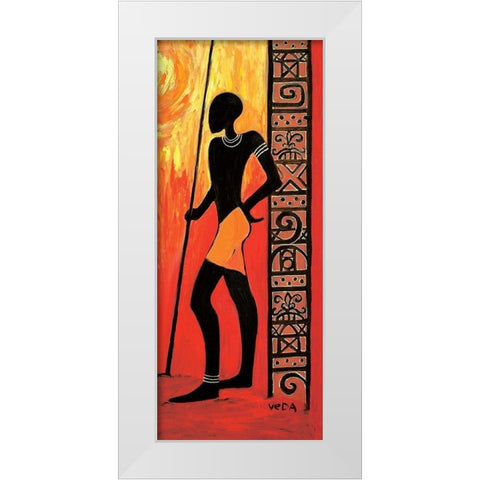 Waiting Man White Modern Wood Framed Art Print by Veda