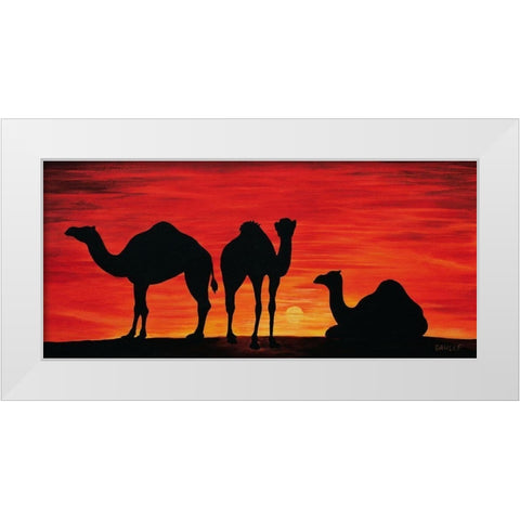 Walking Camels I White Modern Wood Framed Art Print by Dahlke, Izabella