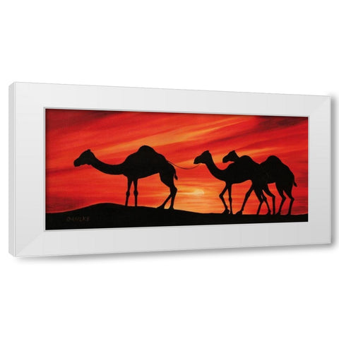 Walking Camels II White Modern Wood Framed Art Print by Dahlke, Izabella