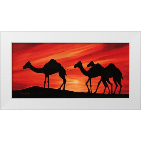 Walking Camels II White Modern Wood Framed Art Print by Dahlke, Izabella