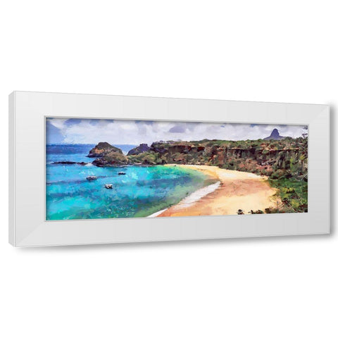 Algarve Coast in Summer White Modern Wood Framed Art Print by Medeiros, Celito