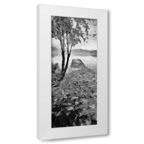 Trees by the Pier on the Lake White Modern Wood Framed Art Print by Medeiros, Celito