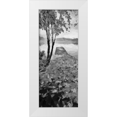 Trees by the Pier on the Lake White Modern Wood Framed Art Print by Medeiros, Celito