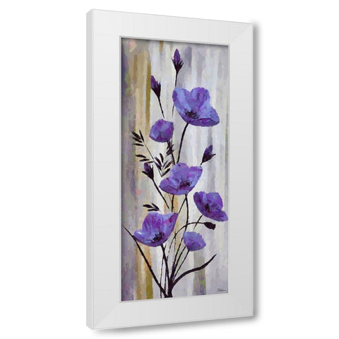 Purple Flowers White Modern Wood Framed Art Print by Medeiros, Celito