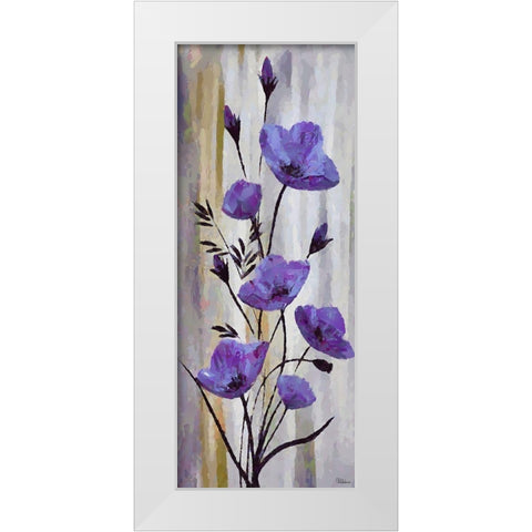 Purple Flowers White Modern Wood Framed Art Print by Medeiros, Celito