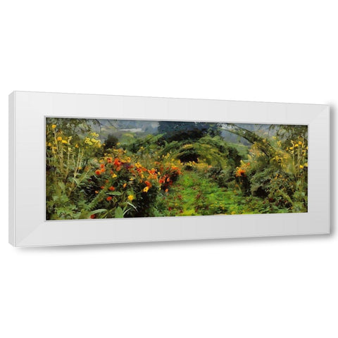Romantic Garden White Modern Wood Framed Art Print by Medeiros, Celito