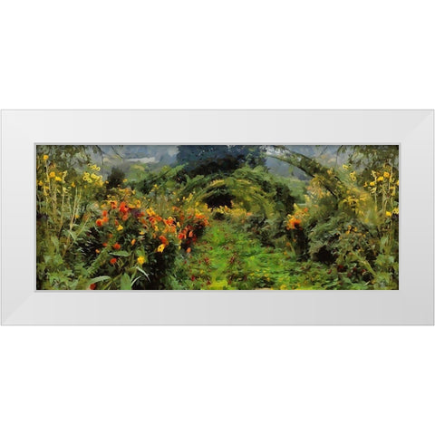 Romantic Garden White Modern Wood Framed Art Print by Medeiros, Celito