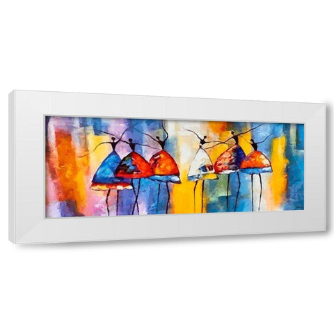 Dancers in Orange Dress V White Modern Wood Framed Art Print by Medeiros, Celito