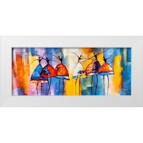 Dancers in Orange Dress V White Modern Wood Framed Art Print by Medeiros, Celito