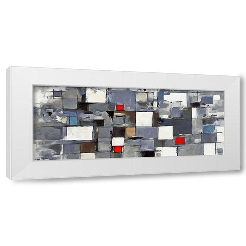Red and White Squares II White Modern Wood Framed Art Print by Medeiros, Celito