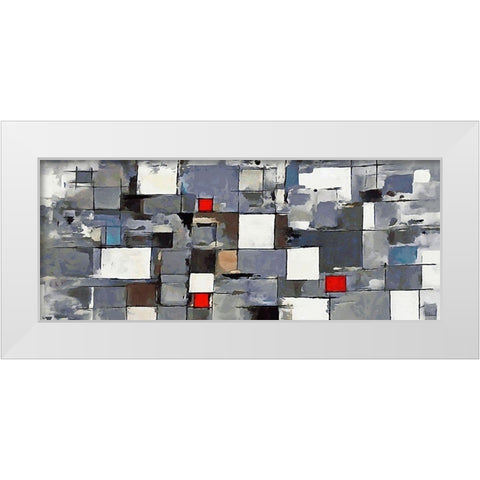 Red and White Squares II White Modern Wood Framed Art Print by Medeiros, Celito