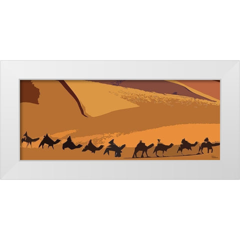 And the Caravn goes on White Modern Wood Framed Art Print by Medeiros, Celito