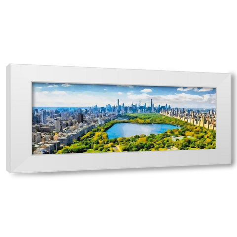 View to the Central Park V White Modern Wood Framed Art Print by Medeiros, Celito