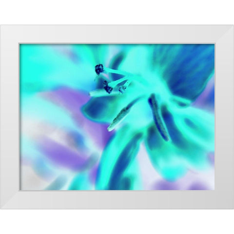 Turquoise Petals White Modern Wood Framed Art Print by Grayscale