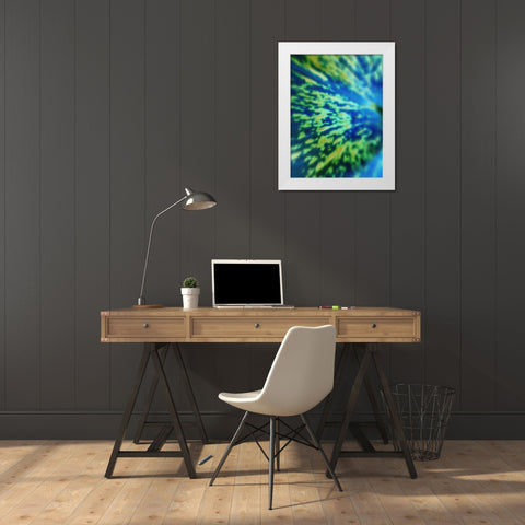 Yellow Spatter White Modern Wood Framed Art Print by Grayscale