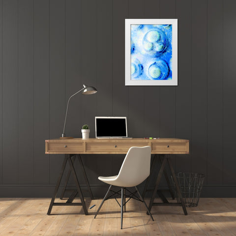 Blue Cells I White Modern Wood Framed Art Print by Grayscale