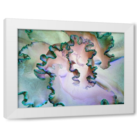 Green Ribbons II White Modern Wood Framed Art Print by Grayscale