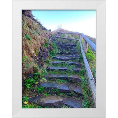 Stone Stairs I White Modern Wood Framed Art Print by Grayscale