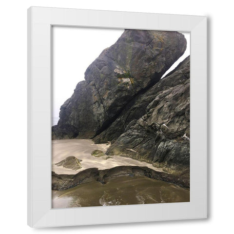 Haystack on Beach I White Modern Wood Framed Art Print by Grayscale