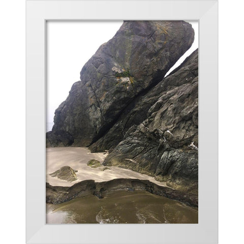 Haystack on Beach I White Modern Wood Framed Art Print by Grayscale