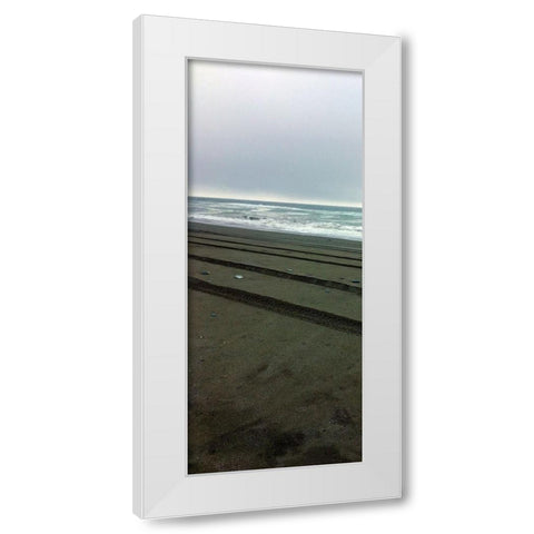 Beach Tracks I White Modern Wood Framed Art Print by Grayscale