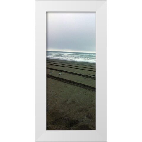 Beach Tracks I White Modern Wood Framed Art Print by Grayscale