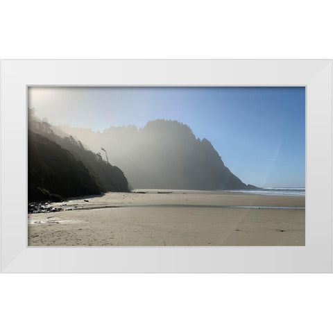 Foggy Beach I White Modern Wood Framed Art Print by Grayscale