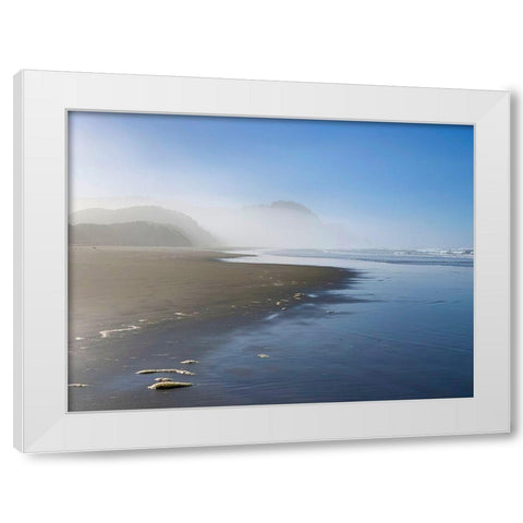 Foggy Beach II White Modern Wood Framed Art Print by Grayscale