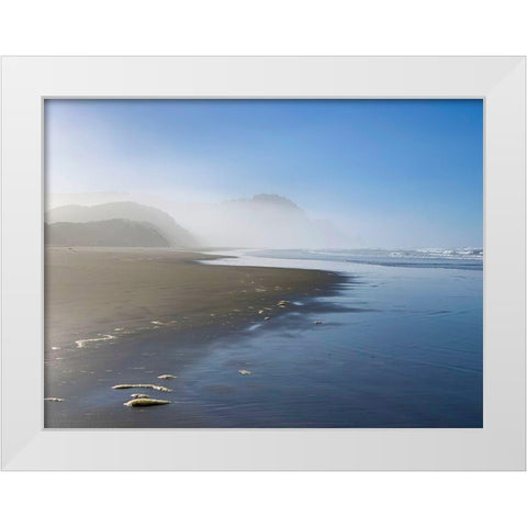 Foggy Beach II White Modern Wood Framed Art Print by Grayscale