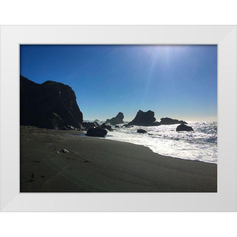 Sunny Beach I White Modern Wood Framed Art Print by Grayscale